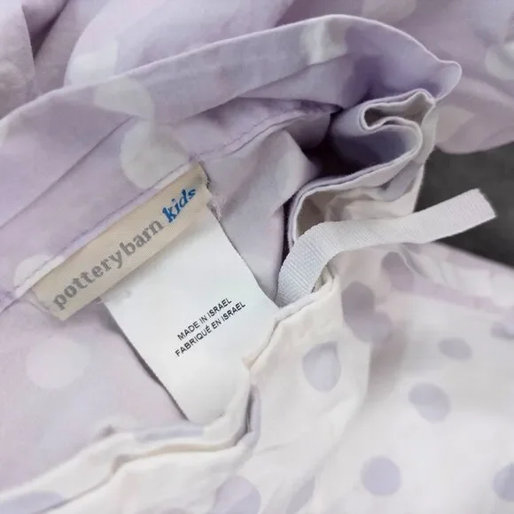 Pottery Barn Kids Twin Duvet Cover Polka Dot Lavender White Reversible PBK Girls - Picture 2 of 4